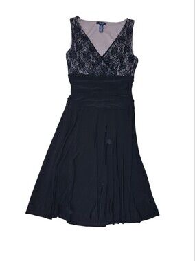 Chaps Black Lace-Panel Sleeveless Nightdress
